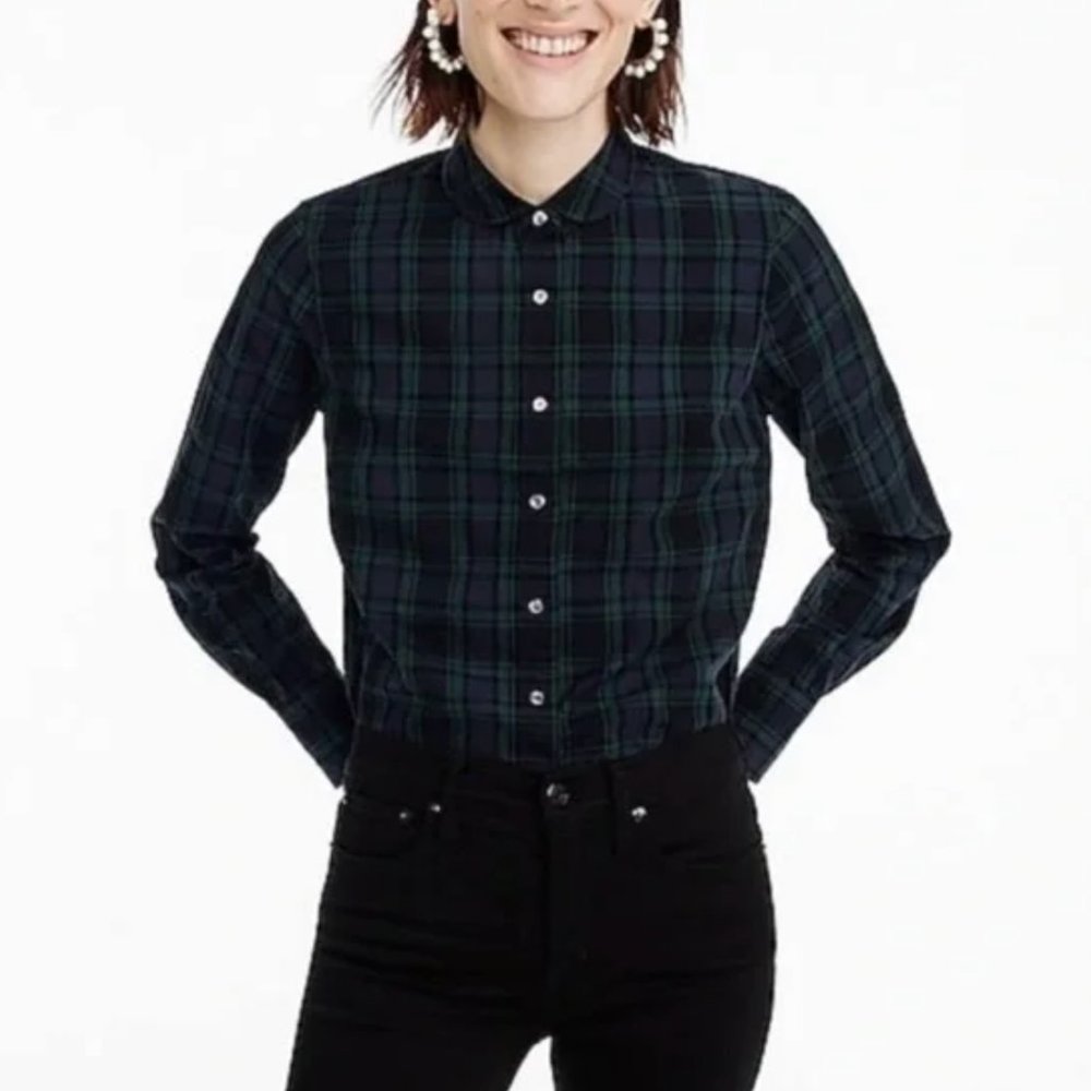 J Crew Perfect Tartan button down shirt with peter pan collar - size S